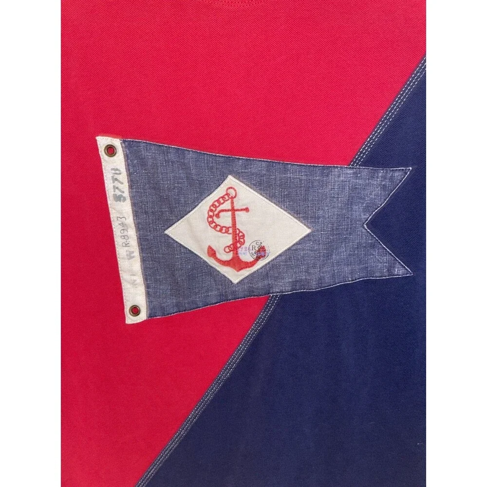 Polo Ralph Lauren Big Pony Yacht Club Patch Shirt Mens S Red Navy Custom Fit